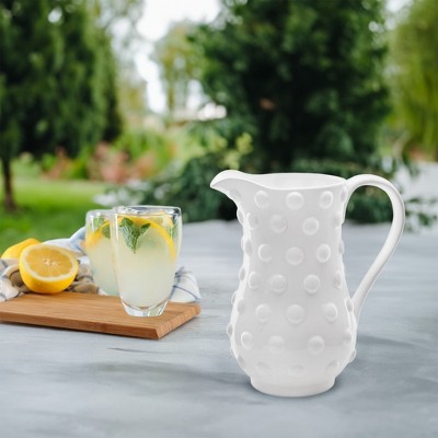 Small White Ceramic Hobnail Pitcher Vase