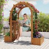 Garden Arbor with Planter Boxes and Swing Outdoor Arch Trellis with Pergola for Climbing Plants - 2 of 4