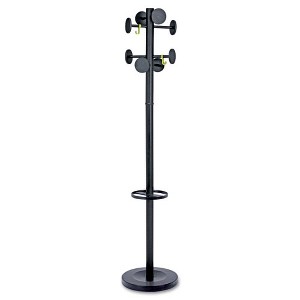 Alba Stan3 Steel Coat Rack, Stand Alone Rack, Eight Knobs, 15w x 15d x 69.3h, Black - 1 of 4