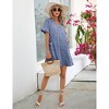 Clearlove Summer Dress Casual Lantern Sleeve V Neck Button Dress Swing Flowy Maternity Dresses - 4 of 4