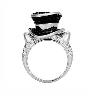 Tophat Cat Statement Ring for Women Black Cz Plated  Ginger Lyne Collection - 1 of 4