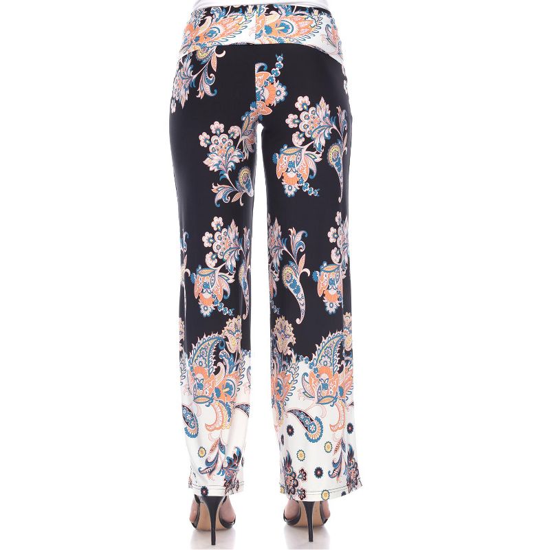Women's Floral Paisley Printed Palazzo Pants - White Mark, 3 of 4