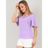 INSPIRE CHIC Women's V Neck Butterfly Sleeve Casual Work Blouse - 2 of 4