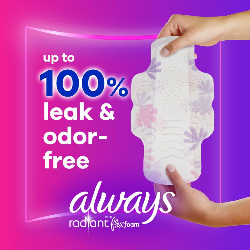 Always Radiant Extra Heavy Flow Absorbency with Flex Foam Pads - Scented - Size 3, 3 of 12