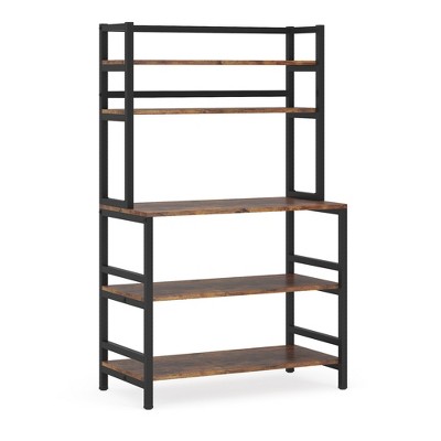 Lirago Brown Iron Frame and Chipboard 5-Tier Kitchen Rack 31.5x15.7x66.5 Inch with Countertop