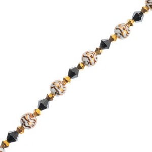Crystal Lane DIY Designer 7in Bead Strand Glass Etched Gold on White and Black Assorted - 1 of 4