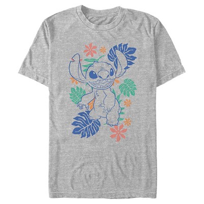 Men's Lilo & Stitch Colorful Tropical Flowers T-shirt : Target