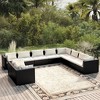 vidaXL 10 Piece Patio Lounge Set in Black Poly Rattan with Comfortable Cushions – Durable, Water-Resistant Outdoor Furniture with Modular Design - 2 of 4