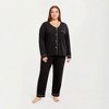 Anna-Kaci Lounge Women's 2-Piece Set Long Sleeve Button-Front Pajama Top and Matching Relaxed Pants with Clean Piped Edging - 2 of 4