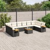 vidaXL 11 Piece Patio Sofa Set with Cushions Black and Cream - With Table - 2 of 4