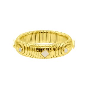 Adornia 14k Gold Plated .75" Tall Omega Bracelet With Stone - 1 of 3