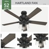 Hunter Fans 52" Hartland Lighted Ceiling Fan Matte Black Finish with Grey Walnut Blades and LED Light Kit Included - 4 of 4
