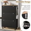 TIRAMISUBEST Narrow Tipping Bucket Shoe Cabinet with 3 Flip Drawers, Entryway Organizer with 3 Hooks, Free Standing Shoe Rack with Adjustable Panel - 3 of 4