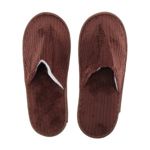 Unique Bargains Striped Coral Fleece Disposable Slippers 1 Pair - 1 of 4