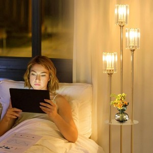 Aortzio 66.1"H Modern Gold Floor Lamps with Table&Crystal Shade,NO Bulbs - 1 of 4