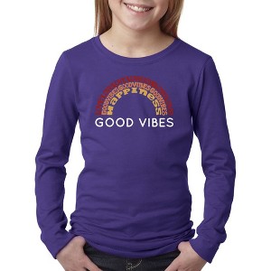 LA Pop Art Girl's Word Art Long Sleeve - Good Vibes - 1 of 4