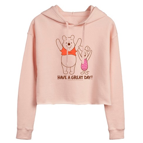 Women s Disney Pooh Piglet Have A Great Day Cropped Graphic Hoodie Target