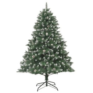 vidaXL Christmas Tree Green and white PVC, steel 82.7 in - 1 of 4