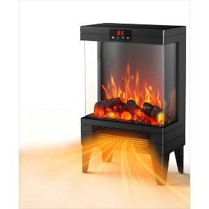 Etust 24" Electric Fireplace Heater for Indoor Use, Freestanding Stove with 3D Panoramic Flame, Adjustable Thermostat & Dual Heat Settings - 1 of 4