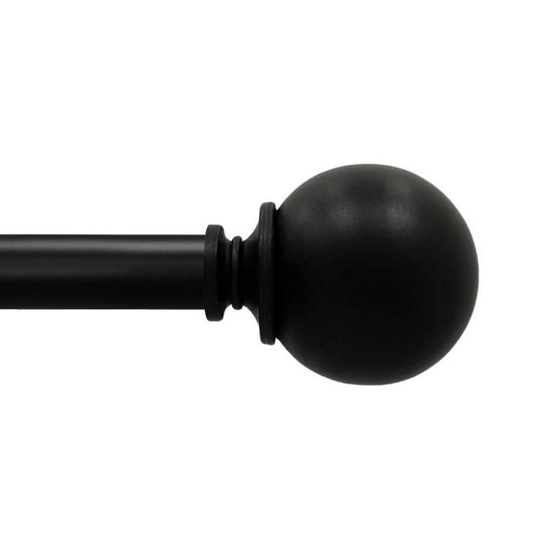 Decorative Drapery Curtain Rod with Sphere Finials Matte Black - Lumi Home Furnishings, 1 of 7
