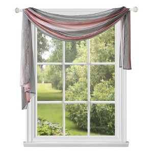 Kate Aurora Crushed Faux Satin Silver & Blush Rose Pink Ombre Window Curtain Scarf - 1 of 3