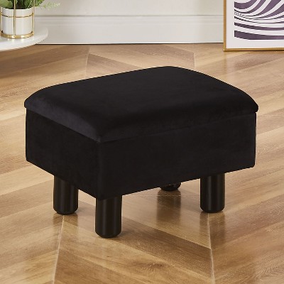 KTMBDW Foot Stool Ottomans Linen Footrest Storage Ottoman Step Stool Seat with Solid Wood Legs Modern Accent Stools for Couch Living Room