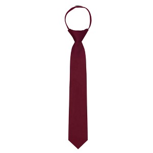 Jacob Alexander Boys' 14" Solid Color Pre-Tied Zipper Neck Tie - 1 of 4