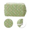 Unique Bargains Quilted Square Flowers Makeup Bag Green 1 Pc - 4 of 4
