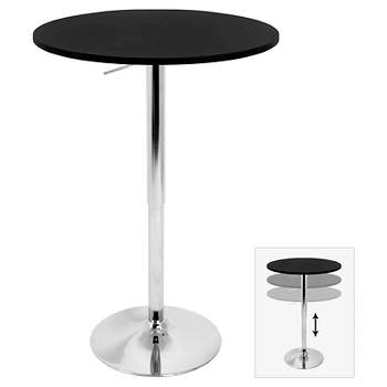 27.5" Elia Contemporary Adjustable Bar Height Pub Table Wood Top with Chrome Frame - LumiSource