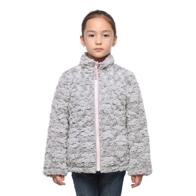 Rokka&Rolla Girls' Reversible Fleece Jacket Puffer Coat-Navy/Rose Pink, Size 4-5