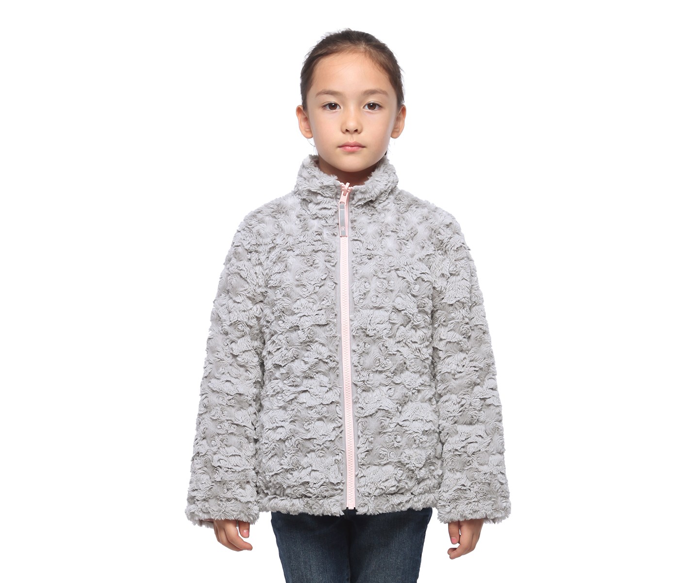 Куртка Rokka&Rolla Reversible Fleece Jacket Puffer Coat-Frost Gray/Chalk Pink, size 8 для девочек, цвет: Серый — фото 1