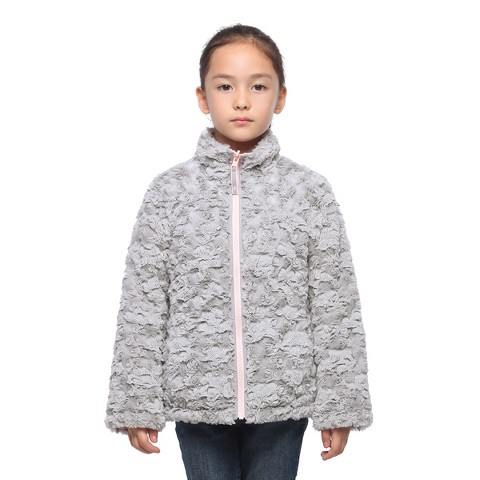 Куртка Rokka&Rolla Reversible Fleece Jacket Puffer Coat-Frost Gray/Chalk Pink, size 8 для девочек, цвет: Серый