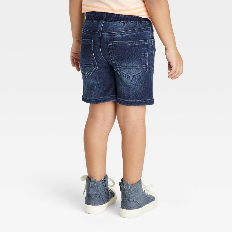 Toddler Boys' Super Stretch Pull-On Jean Shorts - Cat & Jack™ Dark Blue, 3 of 5