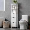 kleankin Tall Bathroom Cabinet, Slim Bathroom Storage Cabinet, Narrow Floor Cabinet with 3 Drawers and 2 Open Shelves, Linen Tower for Small Space - 2 of 4