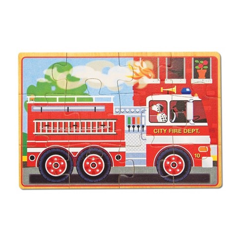 Melissa & Doug Vehicles 4-in-1 Wooden Jigsaw Puzzles in a Storage Box - 48pc - image 1 of 4