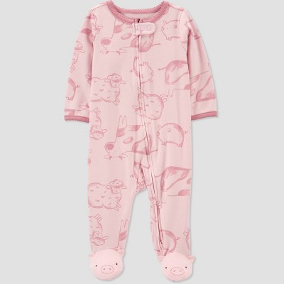 Image of Carter's Just One You® Baby Girls' Farm Animals Footed Pajama - Pink 6M