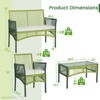 Tangkula 4PCS Round Wicker Conversation Set W/ Cushions Tempered Glass Side Table Patio - 4 of 4