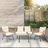 Patio Furniture Set, 4-Piece Outdoor Patio Bistro Sets with Sofa, All-Weather Rattan Patio Conversation Set with Loveseat and Tempered Glass Table - 2 of 4