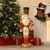 LuxenHome Lighted Red Nutcracker Soldier with Presents, Battery Operated Holiday Decoration - 2 of 4