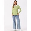 INSPIRE CHIC Women's Long Sleeves Contrast Peter Pan Collar Striped Blouse Top - 3 of 4
