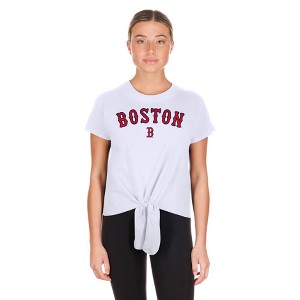 MLB Boston Red Sox Women's White Front Knot T-Shirt - 1 of 4