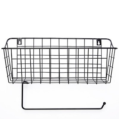 The Lakeside Collection Wall Wire Basket with Paper Towel Holder