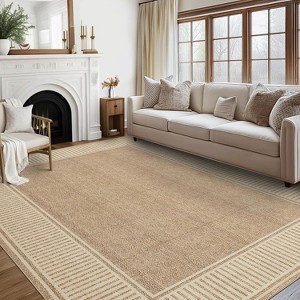 Area Rug - Low Pile Stain Resistant Neutral Carpet, Ultra Soft Non-Slip Modern Floor Cover for Living Room Bedroom Nursery Entryway - 1 of 4