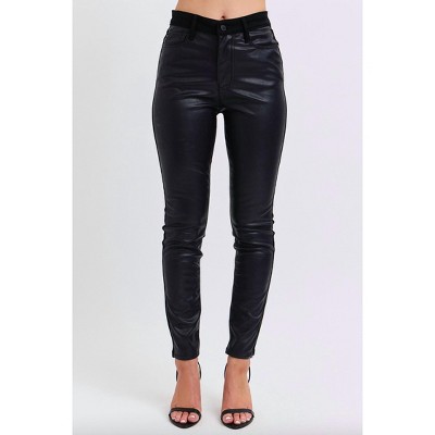 Women's Faux Leather & Denim Skinny Jeans - Judy Blue