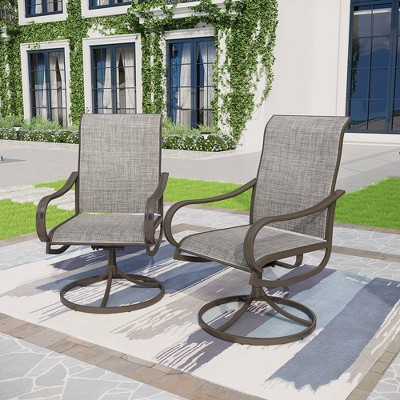 2pk Outdoor Swivel Dining Chairs With Metal Frame & Seat Cushion - Captiva  Designs : Target