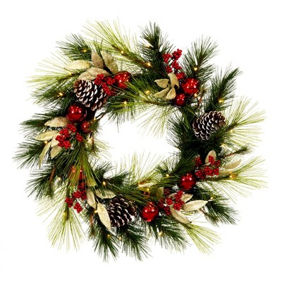 Vickerman 24 Artificial Christmas Wreath Battery Operated Warm White   GUEST C450a7e3 B973 49f4 8b00 B12500c3ab54