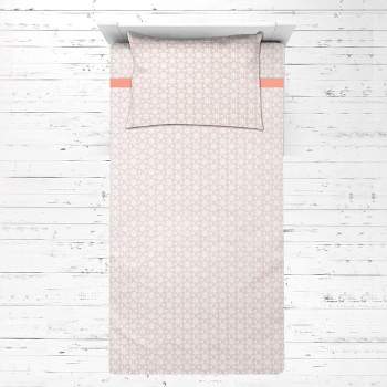 Bacati - Floret Coral Muslin 3 pc Toddler Bed Sheet Set 100 pecent cotton