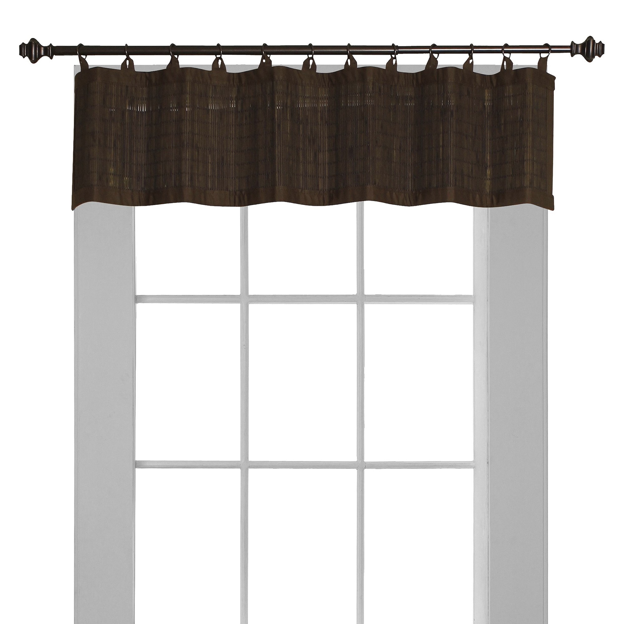 'Window Valance Bamboo Ring Top Espresso (12''x48'') - Versailles , Brown'
