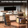 Computer Desk with Power Outlets and LED Lights, 67" Computer Table with File Cabinet and Fabric Drawers - 4 of 4