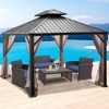 Tangkula 12ft x 10ft Patio Hardtop Gazebo Double Vented Roof Outdoor Galvanized Steel Sun Shelter Brown/Gray - 2 of 4